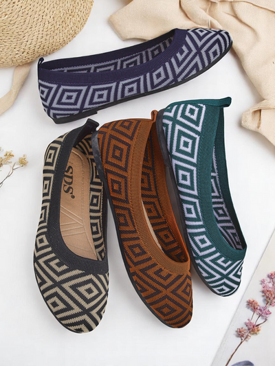 Royalfashion Fabric women's ballet flats with a geometric print Metric