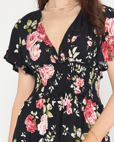 Airy black women's dress with short sleeves - Clothing