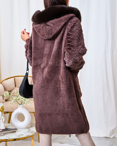 Royalfashion Brown Women's Imitation Fur Coat