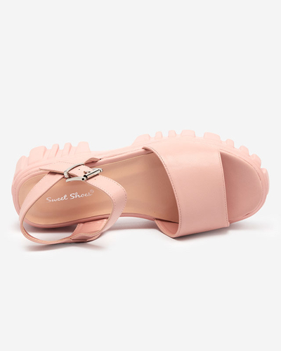 OUTLET Pink women's sandals on a thicker sole Nerile - Shoes