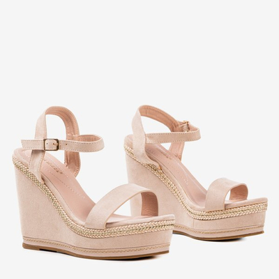Beige sandals on a Demetera wedge heel - Footwear 1