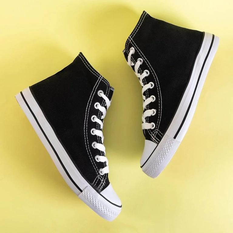 OUTLET Black women's high-top sneakers Tonet - Footwear