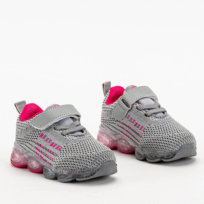Gray children's sports shoes with pink elements Dons - Footwear