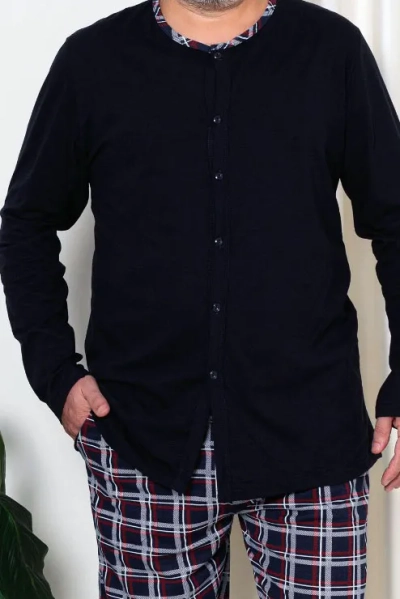 Royalfashion vīriešu kokvilnas rūtainie pidžamas PLUS SIZE