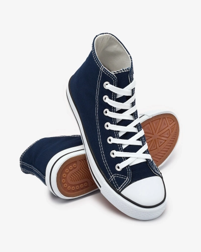Navy blue women's high sneakers Elavvi - Footwear