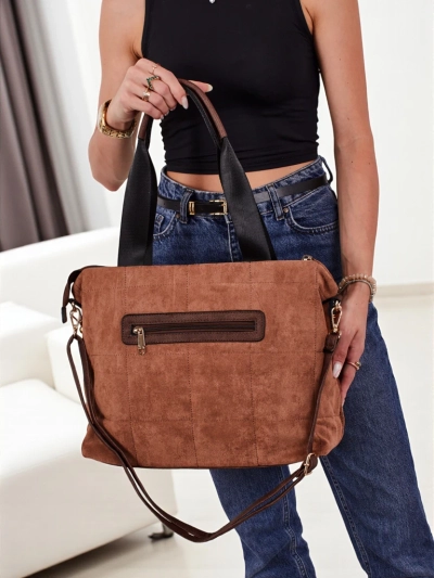 Aurelia Toscana Large Brown A4 Suede Bag with Gold Chain