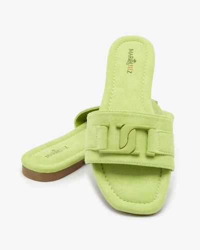 Royalfashion Neon green women's flip-flops with buckle Rydr