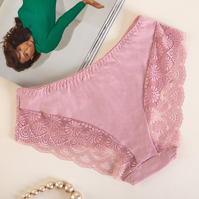 Women's pink lace panties PLUS SIZE - Underwear