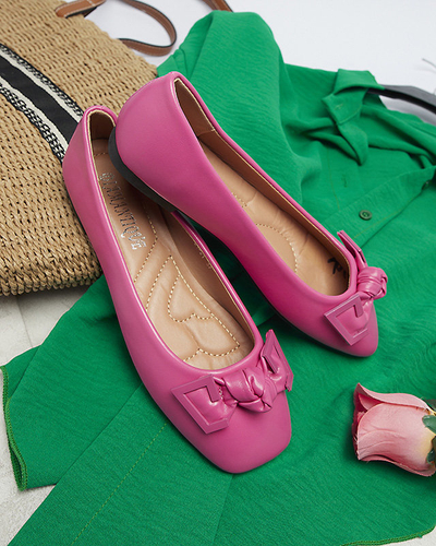 Women's pink ballerinas with decoration on the nose Caxien- Footwear