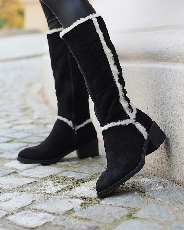 Black women's boots with fur Zerriva- Footwear