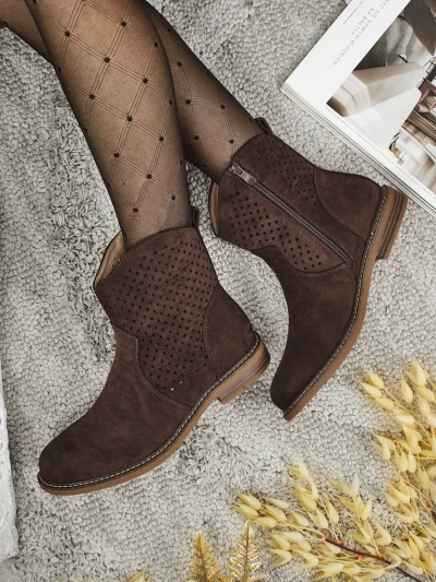 Openwork Eco Suede Ankle Boots with Natural Insole Nolani