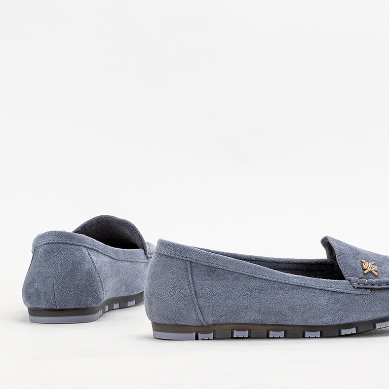 Light blue women's moccasins with gold accessory Skuizo - Footwear