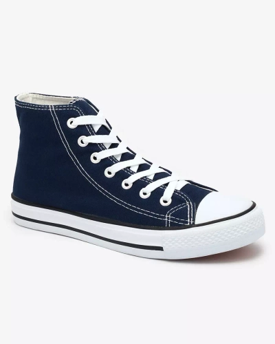 Navy blue women's high sneakers Elavvi - Footwear