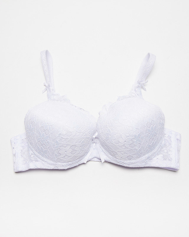 Women's white push-up bra with lace - Underwear