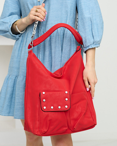 Soft shopper bag made of matt red eco-leather - Accessories