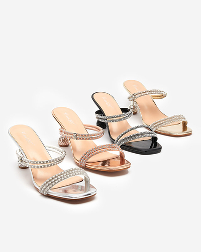 OUTLET Gold lacquered slippers with low heels Lakopi - Footwear