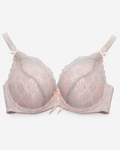 Rozā un pelēks sieviešu mežģīņu krūšturis - Apakšveļa