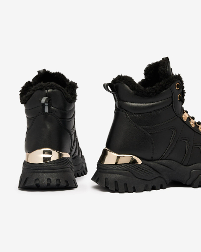 Royalfashion Sieviešu kedas ar kažokādu melnā krāsā Megigna