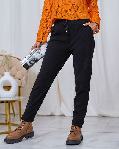 Royalfashion Black corduroy women's fabric pants