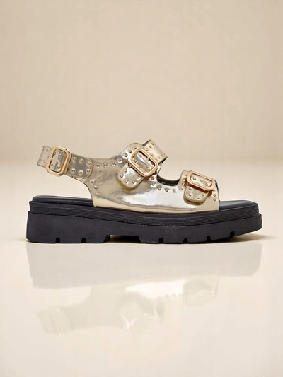 Royalfashion Women's Thick Sole Sandals with Rhinestones Rocky Chic