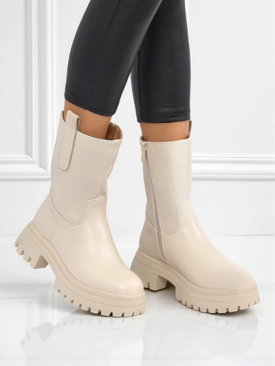 Women's High Eco-Leather Ankle Boots Scarlet Mist