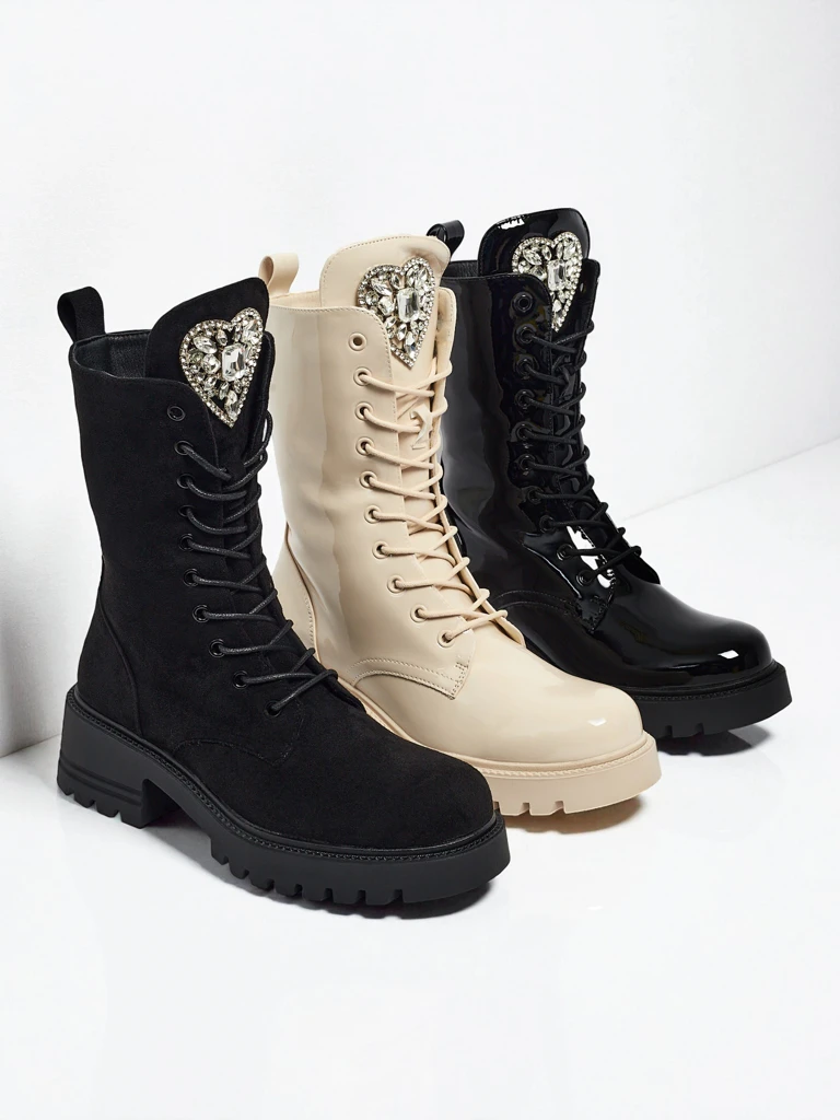 Eko zamszowe sznurowane botki damskie Emelune