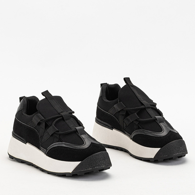 OUTLET Black women's sports shoes with a higher Kanislo sole - Footwear