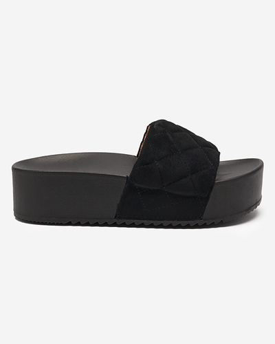 OUTLET Women's black quilted sandals on the Koriner platform - Footwear