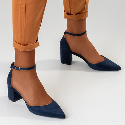 Navy blue women's sandals on the post by Rumil - Footwear