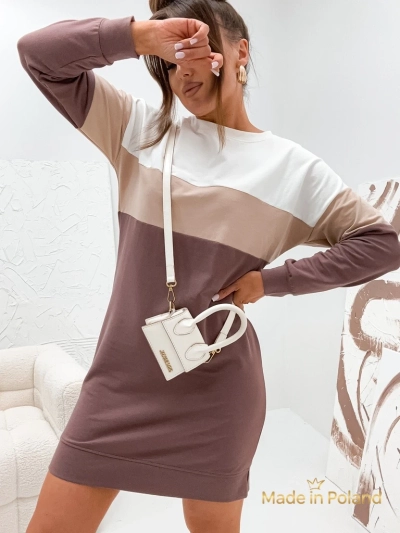 Striped Cotton Mini Sweatshirt Dress