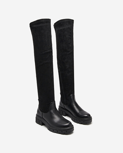 OUTLET Sieviešu zābaki virs ceļa melnā krāsā Liki - Apavi