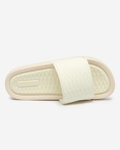OUTLET White women's slippers with Galite embossing - Footwear