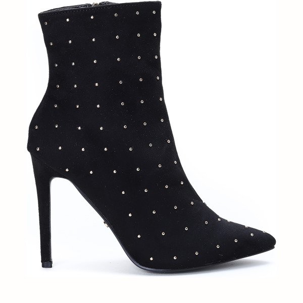 Black stiletto boots with rhinestones Audrey - Footwear