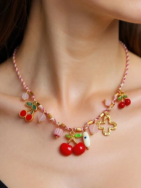 Lav: Naszyjnik Atena Charm Cherry – wisienki amuletowe złote
