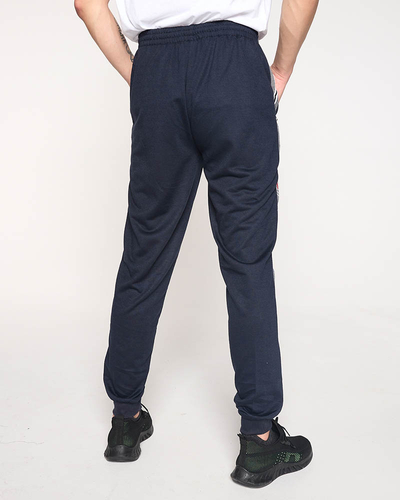 Men's navy blue sweatpants with inscriptions - Clothing