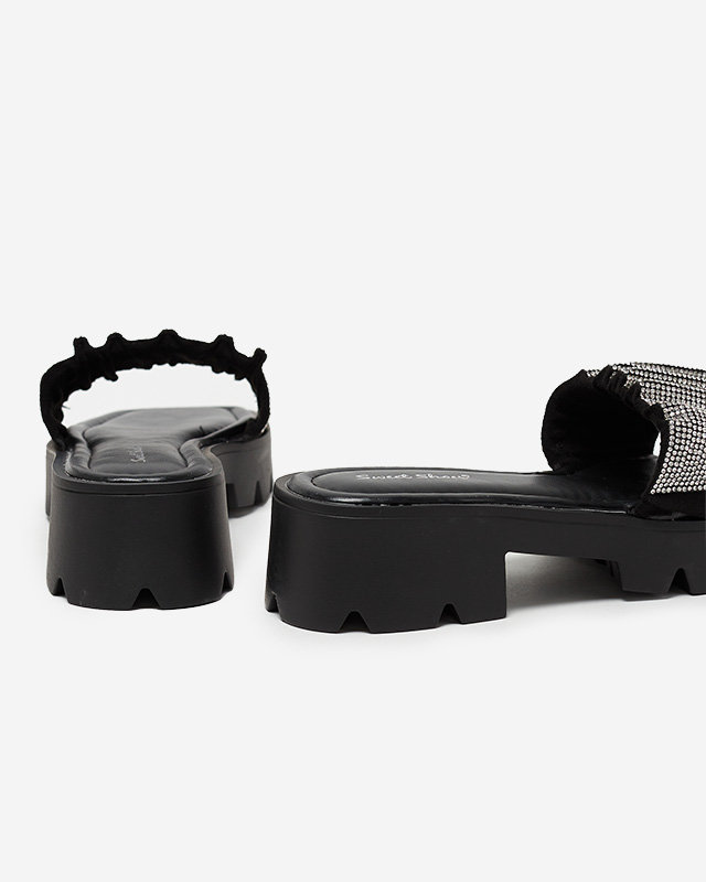 Black women's flip-flops with zircons Emkoy - Footwear