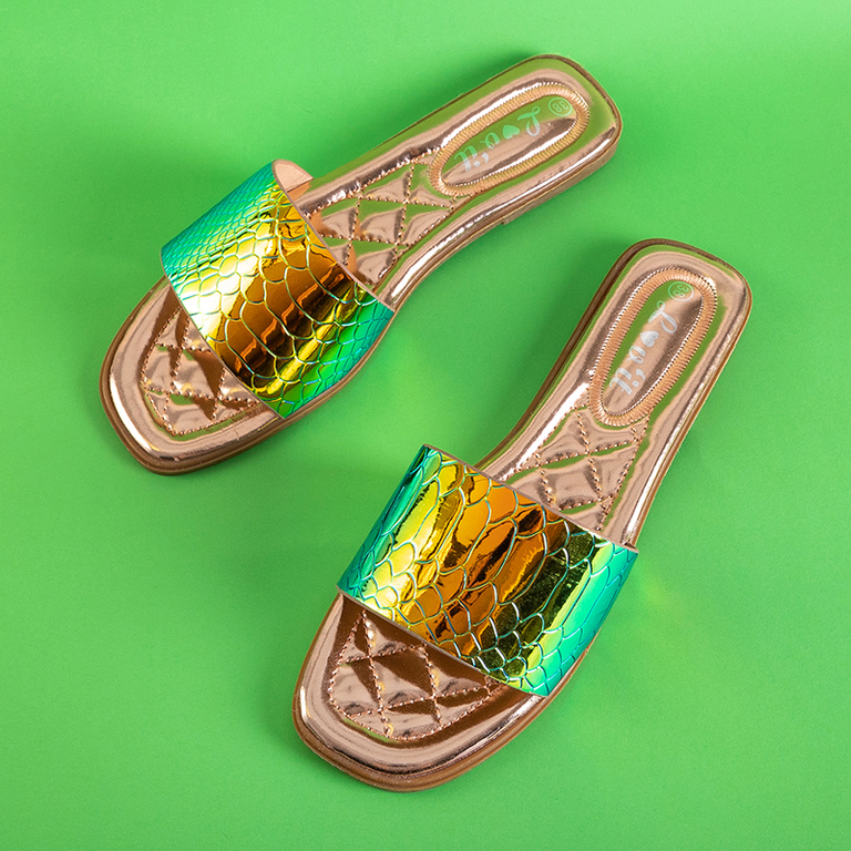 Yellow and green holographic women's sandals Serenis - Footwear