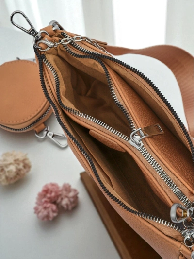 Aurora Multi Women's Eco-Leather Handbag Light Brown Chain Zip