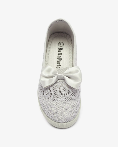 Meiteņu pelēkas slip on kedas ar loku Sweet Life - Apavi