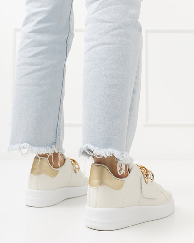 OUTLET Cream women's slip-on sports shoes Derera - Footwear