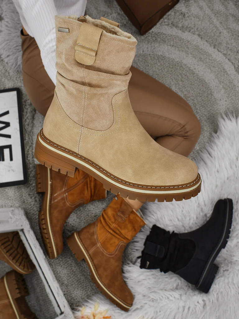 Wyższe botki damskie eko zamszowe Liora