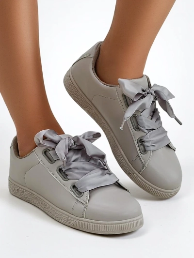 Royalfashion Women's eco-leather sneakers with decorative laces Etti