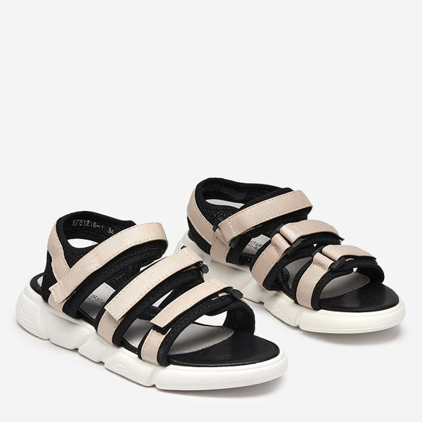 Meiteņu sandales aizdarāmas ar Velcro smilškrāsas Mumin-Shoes