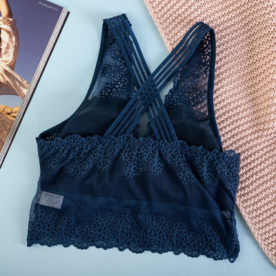 Navy blue lace bralette bra - Underwear