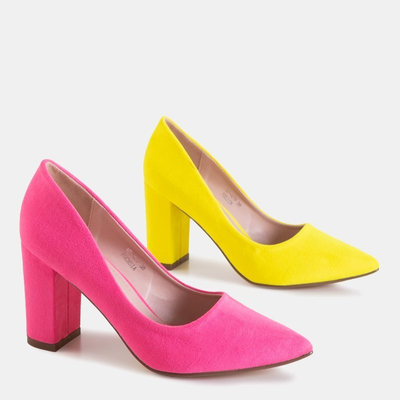Neon pink pumps for women with a higher heel Madelina - Footwear
