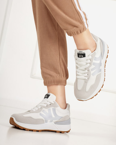 Women's white trainers with gray Narisa inserts - Footwear