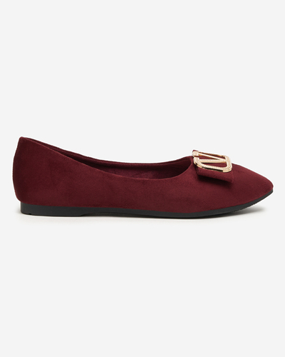Women's burgundy ballerinas with an ornament on the toe Cavo - Footwear