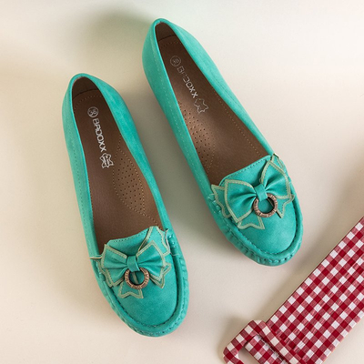 Women's turquoise moccasins with bow Emari - Footwear