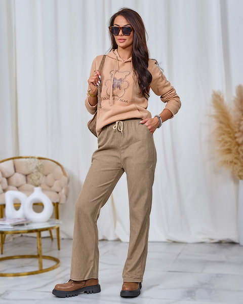 Royalfashion Хаки женские брюки из вельветовой ткани