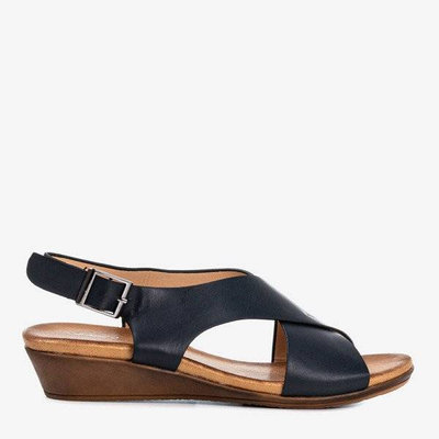 Black women's sandals on a low wedge Jaliga - Footwear 1